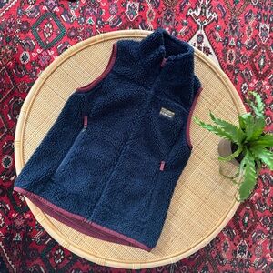 LL Bean Mountain Pile Vest Navy and Burgundy